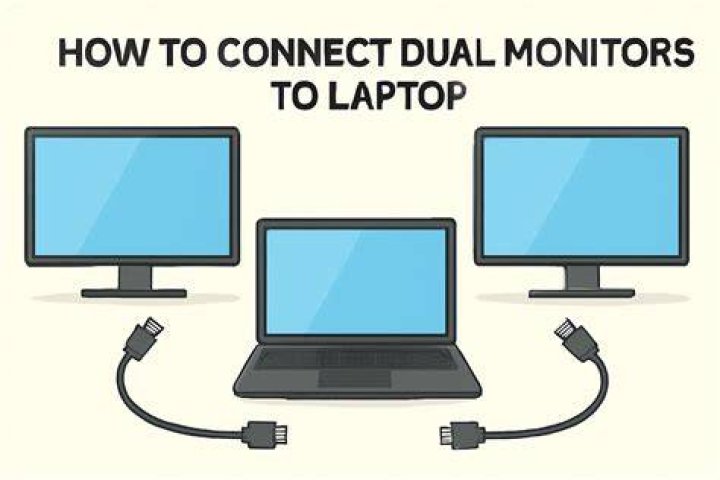 How do I connect two screens to my laptop?