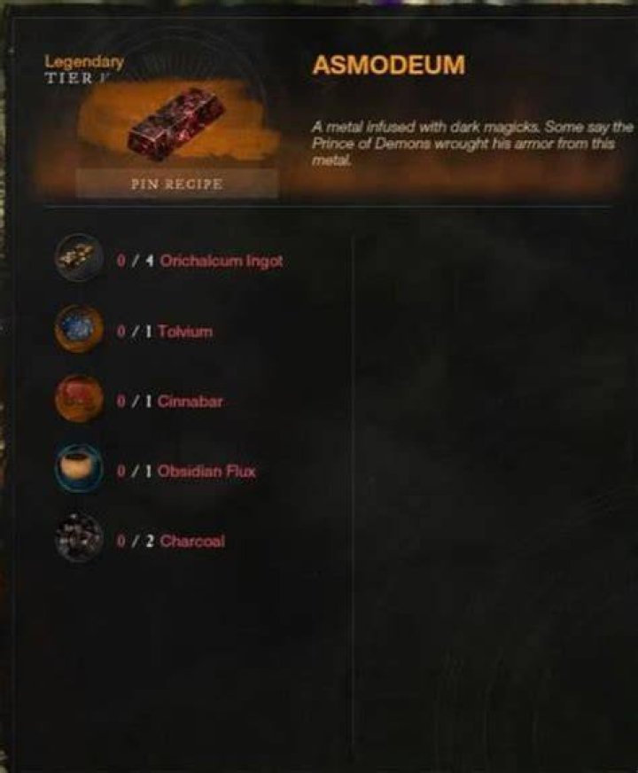 How many Asmodeum can you make in a day New World?