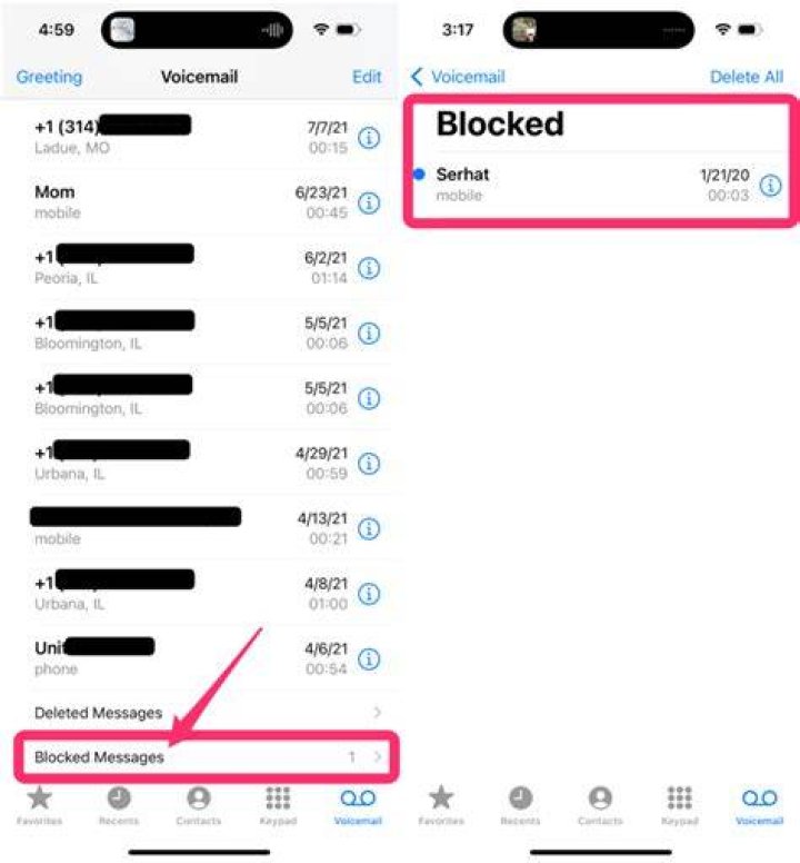 Is there a blocked messages folder on iPhone?